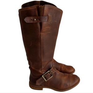 Timberland Tobacco Brown Leather Savin Hill Adjustable Shaft Riding Boots